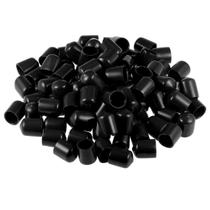 Tampas de borracha uxcell 100 unidades, tubo redondo de vinil ID de 14 mm, preto