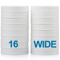 Tampas de frasco de vidro AOZITA, pacote com 16 tampas de boca larga, 8,6 cm, brancas Tampas de frasco de vidro AOZITA, pacote com 16 tampas de boca larga, 8,6 cm, brancas