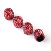 Tampas de haste de válvula de pneu JUSTTOP Crystal Rhinestone, pacote com 4 unidades, vermelhas