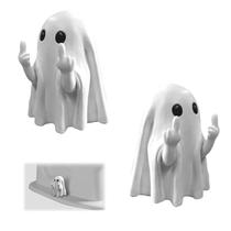 Tampas de parafuso de banheiro Arxonis Funny Ghost, pacote com 2 unidades de resina branca