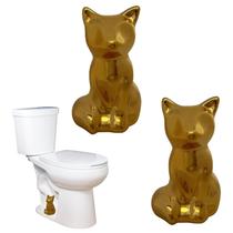 Tampas de parafuso de banheiro Beaspecal Golden Ceramic Lovely Cat x2