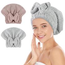 Tampas de secagem de cabelo SUNLAND Large Microfiber, pacote com 2 unidades, multicoloridas Tampas de secagem de cabelo SUNLAND Large Microfiber, pacote com 2 unidades, multicoloridas