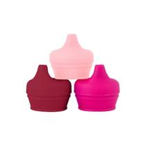 Tampas de silicone com canudinho Boon Snug Pink, 3 unidades
