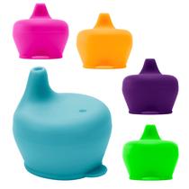 Tampas de silicone com canudinho, Healthy Sprouts, à prova de derramamento, pacote com 5 Tampas de silicone com canudinho, Healthy Sprouts, à prova de derramamento, pacote com 5