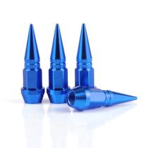 Tampas de válvula SINGARO, haste de alumínio com pontas, 45 mm, 4 peças, azul