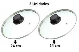 Tampas de Vidro Para Panela Caçarola Frigideira 24cm 2 Unidades Vidro Temperado Tampas de Vidro Para Panela Caçarola Frigideira 24cm 2 Unidades Vidro Temperado