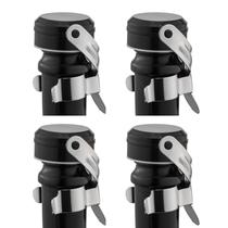 Tampas para garrafas de vinho WOTOR, pacote com 4 unidades, aço inoxidável prateado Tampas para garrafas de vinho WOTOR, pacote com 4 unidades, aço inoxidável prateado