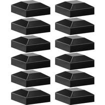 Tampas para Postes de Cerca Dunzy em Alumínio Preto 5 x 5 cm, 12 Peças
