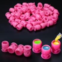 Tampas para Tinta de Tatuagem YILONG Caveira 200 unidades Base Estável Rosa