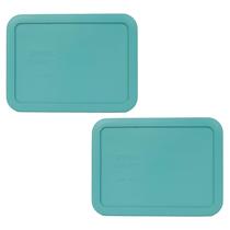Tampas turquesas Pyrex 7210-PC para armazenamento de alimentos, pacote com 2 tampas turquesas Tampas turquesas Pyrex 7210-PC para armazenamento de alimentos, pacote com 2 tampas turquesas
