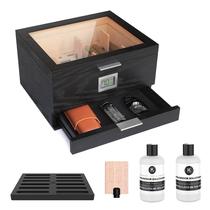 Tampo de vidro Humidor CASE ELEGANCE Mill com cedro e higrômetro