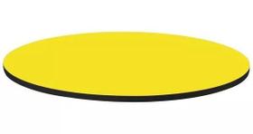 Tampo redondo de vidro temperado amarelo para mesa 90cm