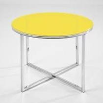 Tampo redondo de vidro temperado amarelo para mesa 90cm Tampo redondo de vidro temperado amarelo para mesa 90cm