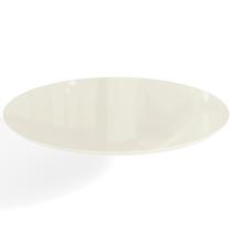 Tampo Redondo Mesa de Jantar com Vidro 105cm Branco/Off White
