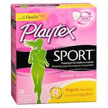 Tampões Playtex Sport Regular Sem Fragrância - Pacote com 18 Unidades