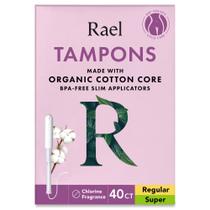 Tampões Rael Slim Applicator Organic Cotton Regular Super