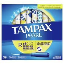 Tampões Tampax Pearl com aplicador de plástico Regular 36 unidades