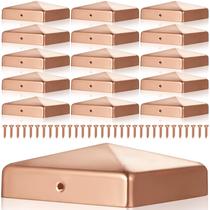 Tandefio 1 peça de 4x4" (reais 3,5x3,5") Tampas de postes de cobre sólido Tampas de deck de pirâmide de cerca com parafuso para metal, madeira, cedro, corredores de convés, caixa de correio, postes, tampa final