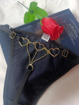 Tanga com Correntes de Corações em Metal Sexy e Ousada Ajuste Lateral P ao G Lingerie Romântica e Sofisticada