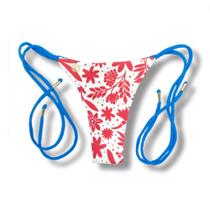 Tanga Cora Scarlet Biquíni Estampado Fio Dental com Laço para Amarrar Dupla Face Azul Reversível Tanga Cora Scarlet Biquíni Estampado Fio Dental com Laço para Amarrar Dupla Face Azul Reversível