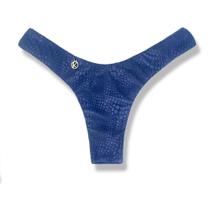 Tanga Eva Crocô Marine Biquíni Semi Fio Asa Delta Aviador Dupla Face Azul Reversível Tecido Texturizado Semibrilho