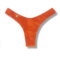 Tanga Eva Crocô Sunset Biquíni Semi Fio Asa Delta Aviador Dupla Face Laranja Reversível Tecido Texturizado Semibrilho