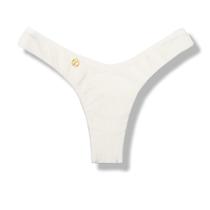 Tanga Eva Pérola Biquíni Semi Fio Asa Delta Aviador Dupla Face Off-White Reversível Tecido Texturizado Semibrilho