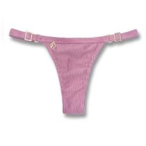 Tanga Fany Safira Biquíni Rosa Antigo Semi Fio Marquinha de Fita Regulável Tecido Texturizado Semibrilho
