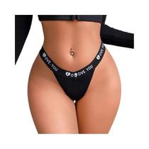 Tanga Feminina De Baixa Cintura Respirável Com Design De Letras Sexy G-string Lingerie Elegante
