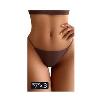 Tanga Feminina Sem Costura De Cintura Baixa, Biquíni Sem Rastros, Conjunto De 3 Lingerie De Cor