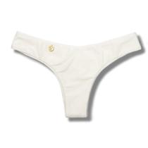 Tanga Isa Pérola Biquíni Liso Semi Fio Ripple Levanta Bumbum Dupla Face Off-White Reversível Tecido Texturizado Semibrilho