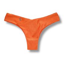 Tanga Isa Tangerina Biquíni Liso Semi Fio Ripple Levanta Bumbum Dupla Face Laranja Reversível Tecido Texturizado Semibrilho