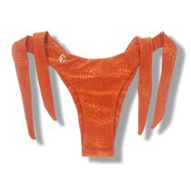 Tanga Mora Crocô Sunset Biquíni Laranja Fio Duplo Empina Bumbum Amarração Lateral Larga Tecido Texturizado Semibrilho