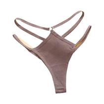 Tanga Sexy De Algodão Com Cintura Baixa Para Mulheres, Com Detalhes Vazados, Elástica, Sem Costura E