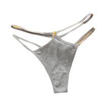 Tanga Sexy De Algodão Com Cintura Baixa Para Mulheres, Com Detalhes Vazados, Elástica, Sem Costura E
