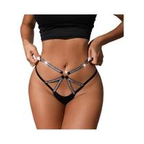 Tanga Sexy De Cetim Prateado Com Coração Vazado, Moda Lingerie Feminina