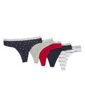 Tanga Tommy Hilfiger Classic de algodão com logotipo feminino, pacote com 5