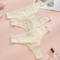 Tangas De Algodão Femininas 3 Peças Com Estampa Fofa, Lingeries Macias E Sexy Com Laço Para