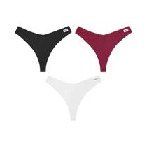 Tangas De Algodão Femininas 3 Peças Confortáveis Cintura Baixa Waffle G-string T-back Bikini Cuecas