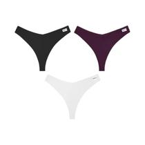 Tangas De Algodão Femininas 3 Peças Confortáveis Cintura Baixa Waffle G-string T-back Bikini Cuecas