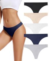 Tangas de roupa íntima feminina sem costura, pacote com 5 Tangas de roupa íntima feminina sem costura, pacote com 5