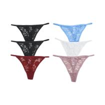 Tangas Femininas Sexy Semi-Transparentes De Renda Floral Com Cintura Baixa, Pacote Com 6 Peças, Tangas Femininas Sexy Semi-Transparentes De Renda Floral Com Cintura Baixa, Pacote Com 6 Peças,