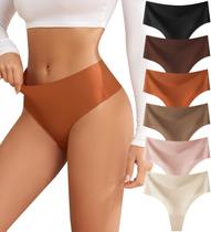 Tangas Moshkang de cintura alta sem costura, pacote com 6 peças íntimas femininas Tangas Moshkang de cintura alta sem costura, pacote com 6 peças íntimas femininas