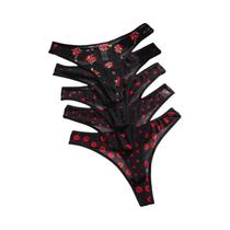 Tangas Sexy Femininas Respiráveis Com Estampa Pacote Com 5 Confortáveis G-String Lingerie Elegante