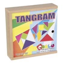 Tangram 10 jogos em madeira 70 peças caixa c tampa educativo