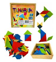 Tangram 70 Peças Quebra Cabeça Chinês Jogo Educativo Lúdico Pedagógico Madeira