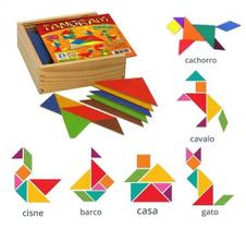 Tangram Brinquedos Educativos Pedagógico Madeira 70 Peças - Jott Play