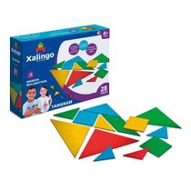 Tangram Jogo de Raciocínio Lógico 28 Peças de Madeira Tangram Jogo de Raciocínio Lógico 28 Peças de Madeira