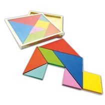 Tangram Jogo Educativo Pedagógico 15x15 Cm Madeira 7 Peças