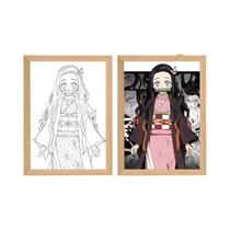 Tanjirou Anime Figura LED Night Light Kimetsu No Yaiba Light Painting Photo Frame Decoração De